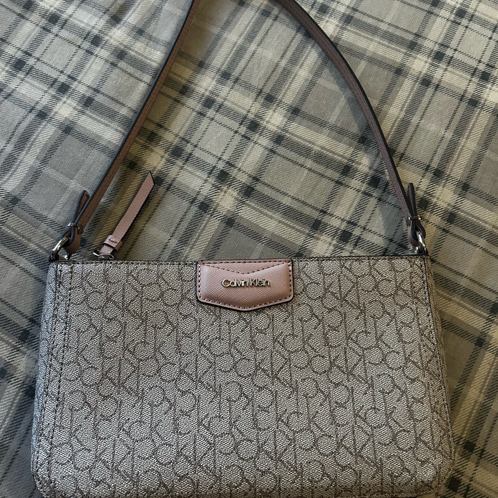 Calvin Klein Beige Monogram Shoulder Bag